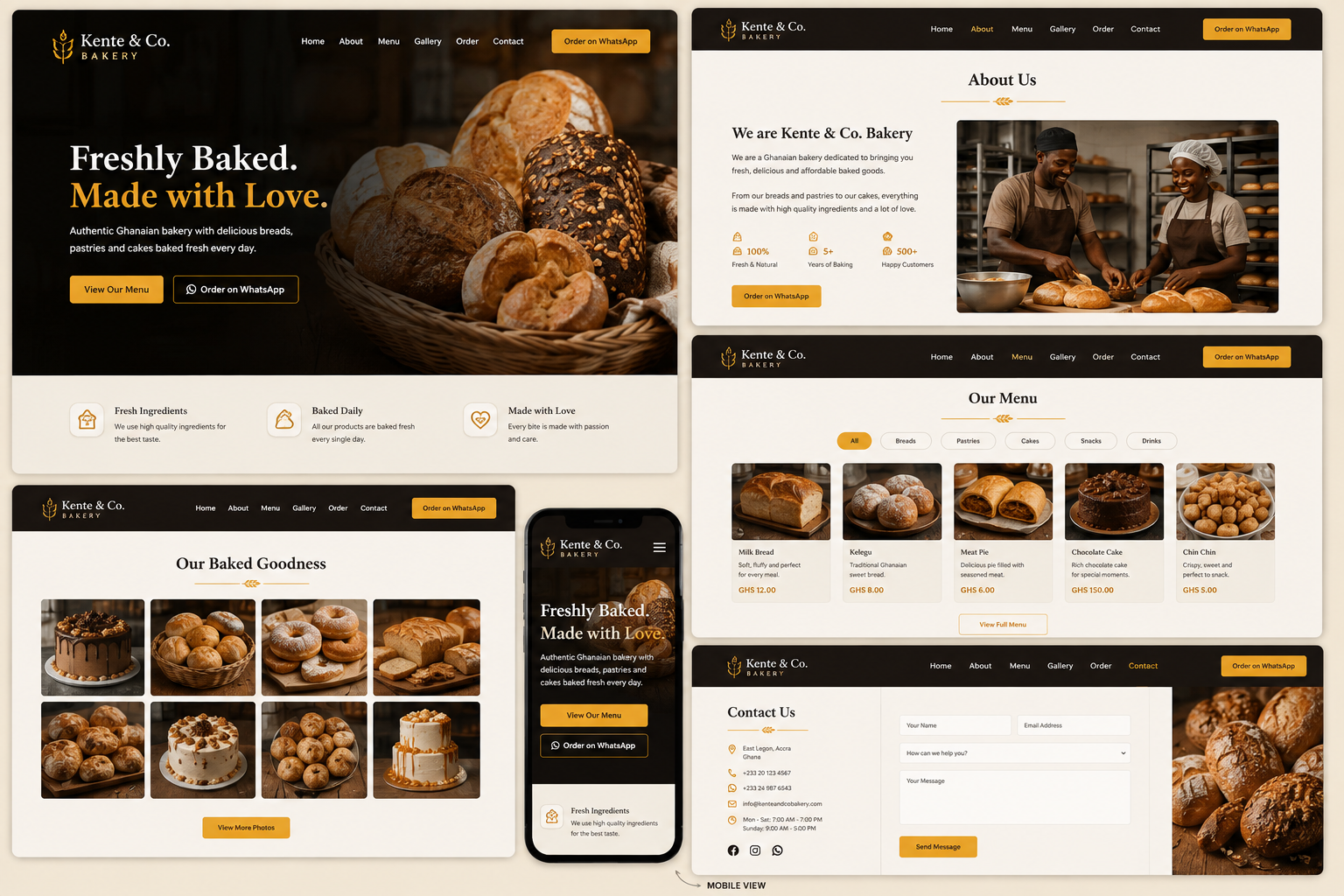 Kente and Co Bakery website design